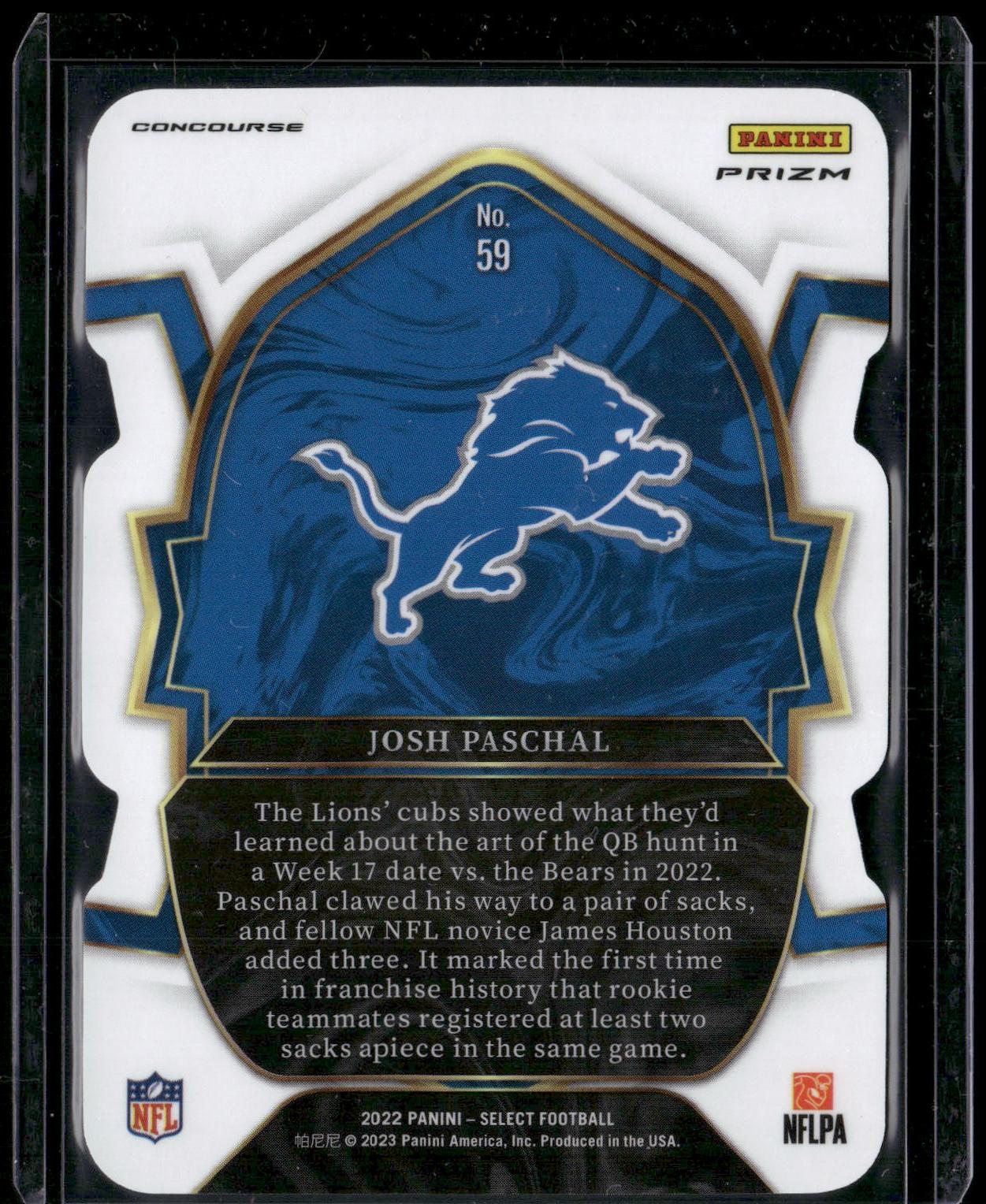 2022 Panini Select #59 Josh Paschal Black and Green Prizm Die Cut