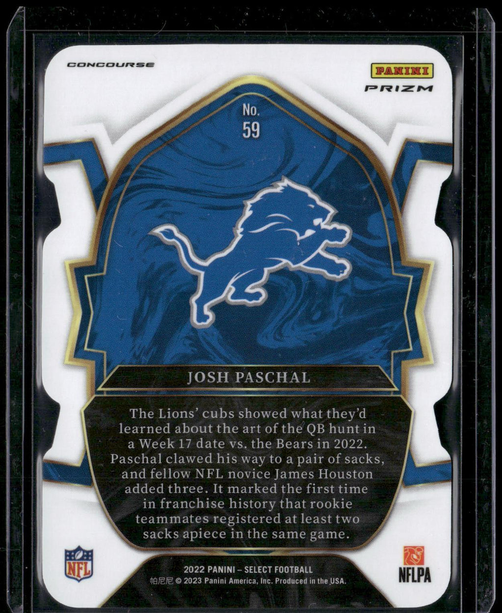 2022 Panini Select #59 Josh Paschal Black and Green Prizm Die Cut