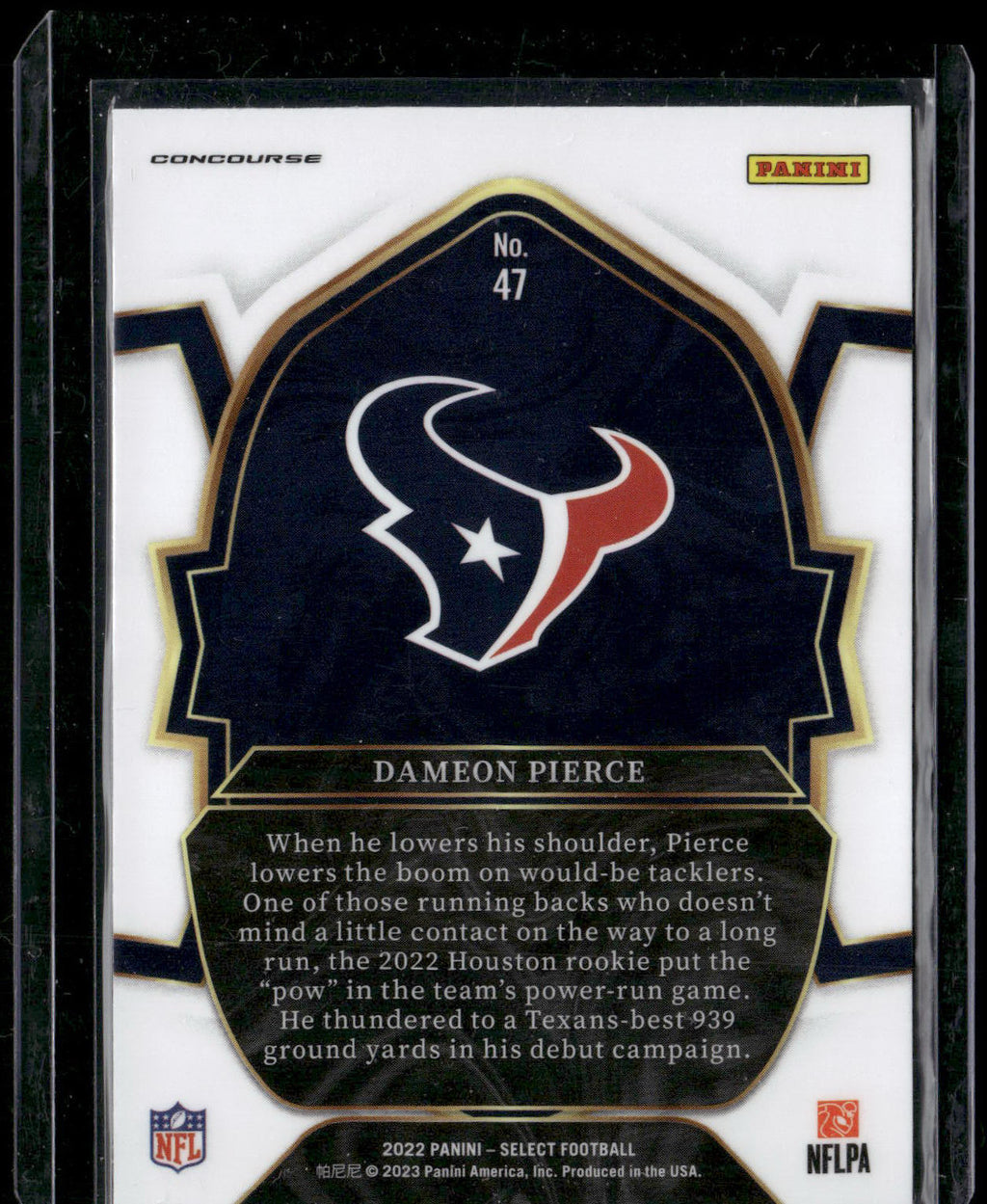 2022 Panini Select #47 Dameon Pierce