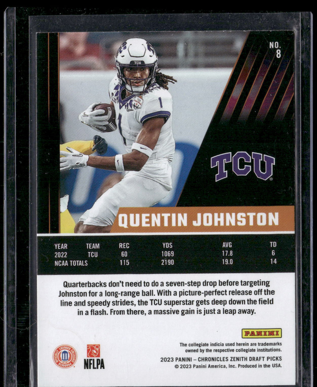 2023 Panini Chronicles Draft Picks #8 Quentin Johnston Zenith