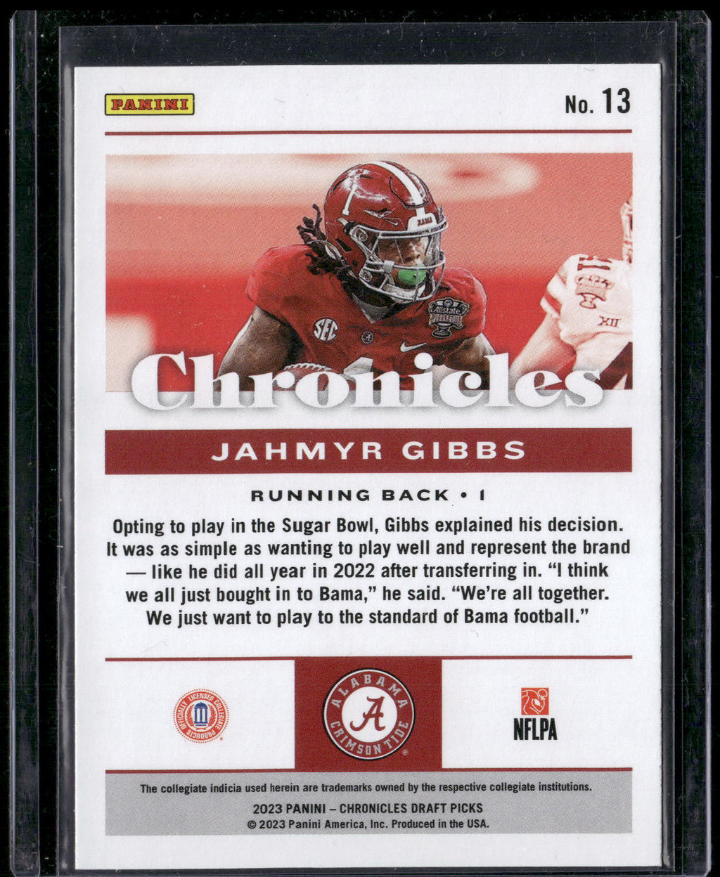 2023 Panini Chronicles Draft Picks #13 Jahmyr Gibbs
