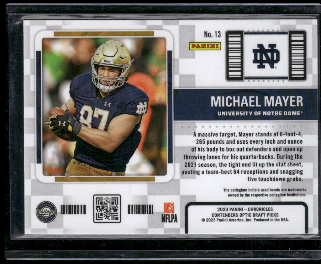 2023 Panini Chronicles Draft Picks #13 Michael Mayer Contenders Optic