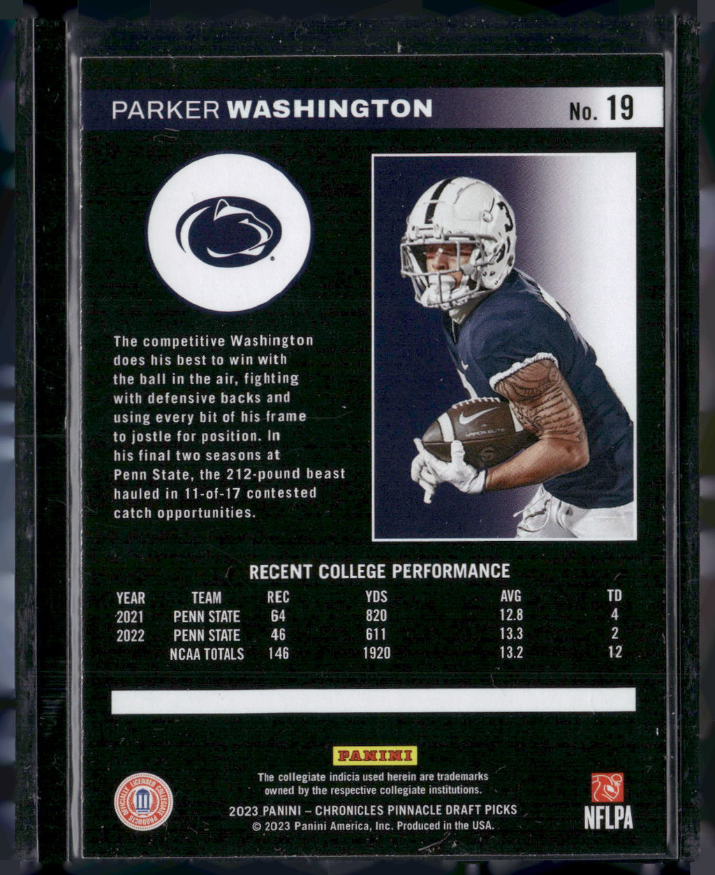 2023 Panini Chronicles Draft Picks #19 Parker Washington Pinnacle