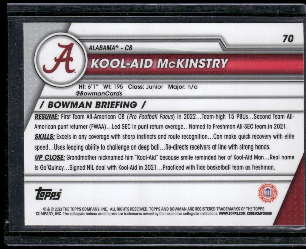 2023 Bowman University Chrome #70 Kool-Aid McKinstry Pink Refractor