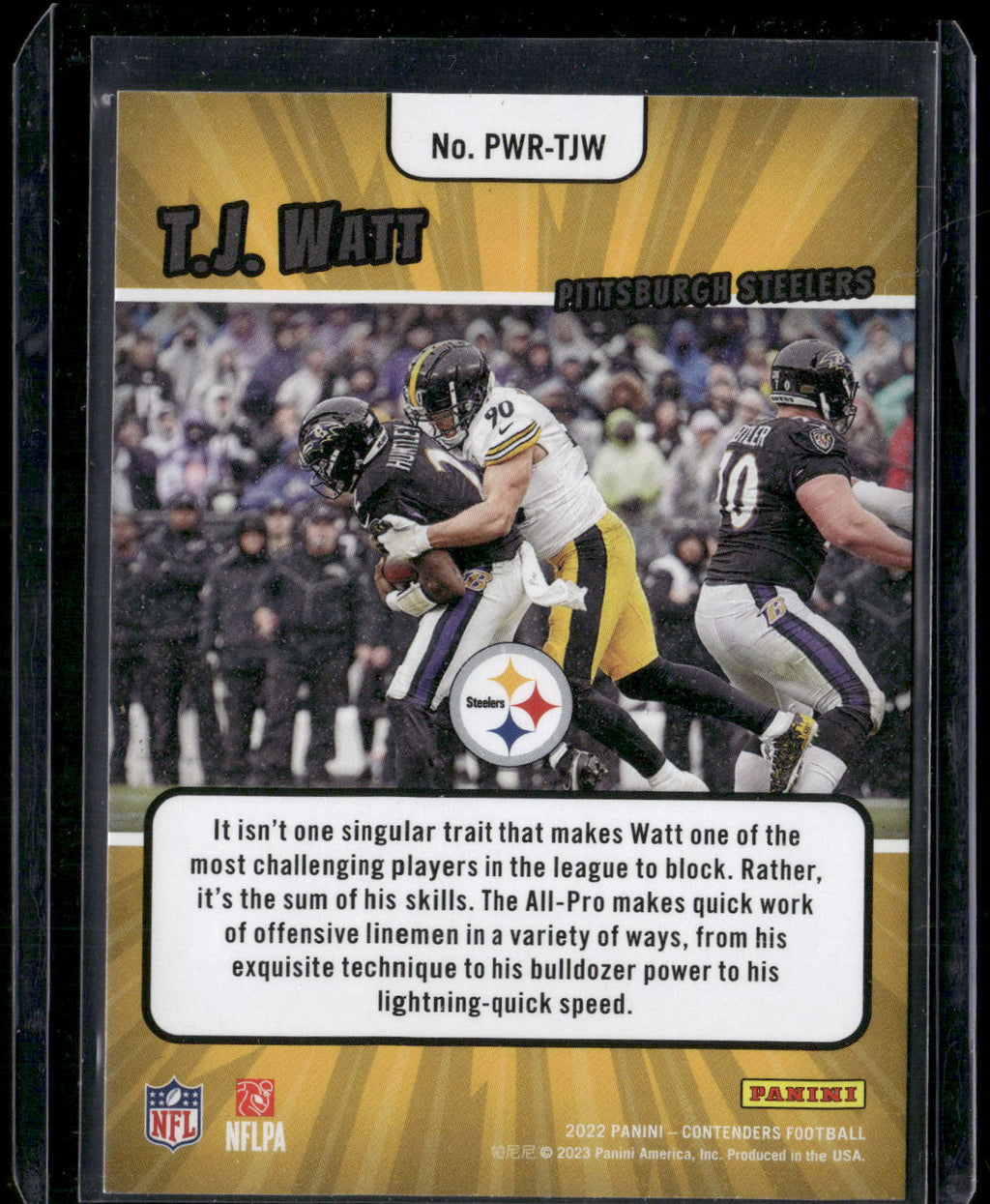 2022 Panini Contenders #PWR-TJW T.J. Watt Power Players Emerald