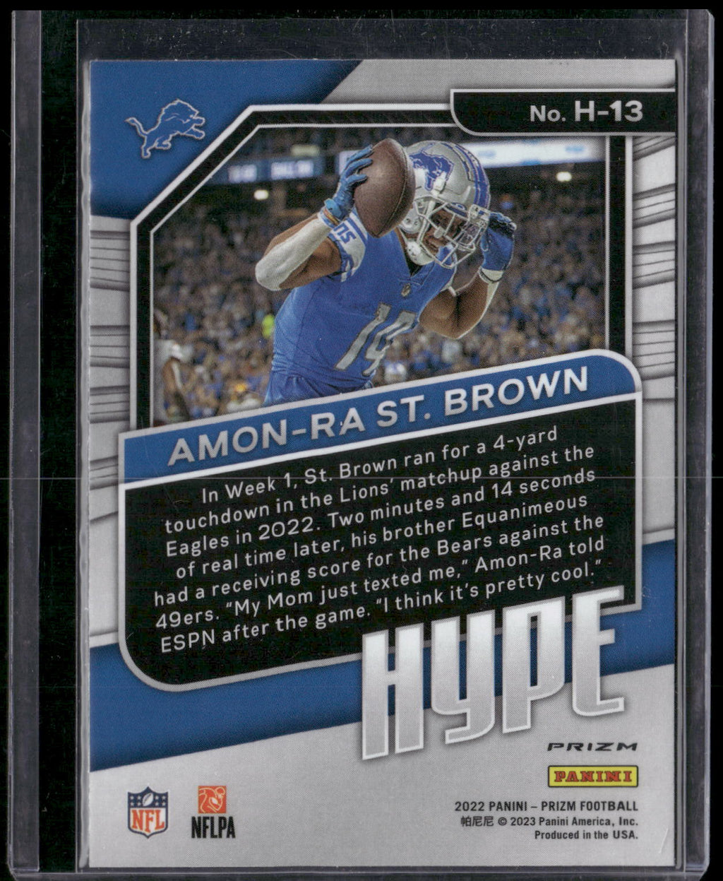2022 Panini Prizm #H-13 Amon-Ra St. Brown Hype Prizm Silver