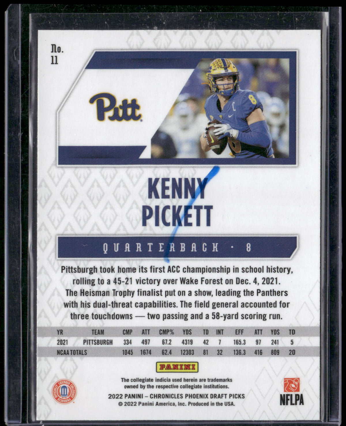 2022 Panini Chronicles Draft Picks #11 Kenny Pickett Phoenix
