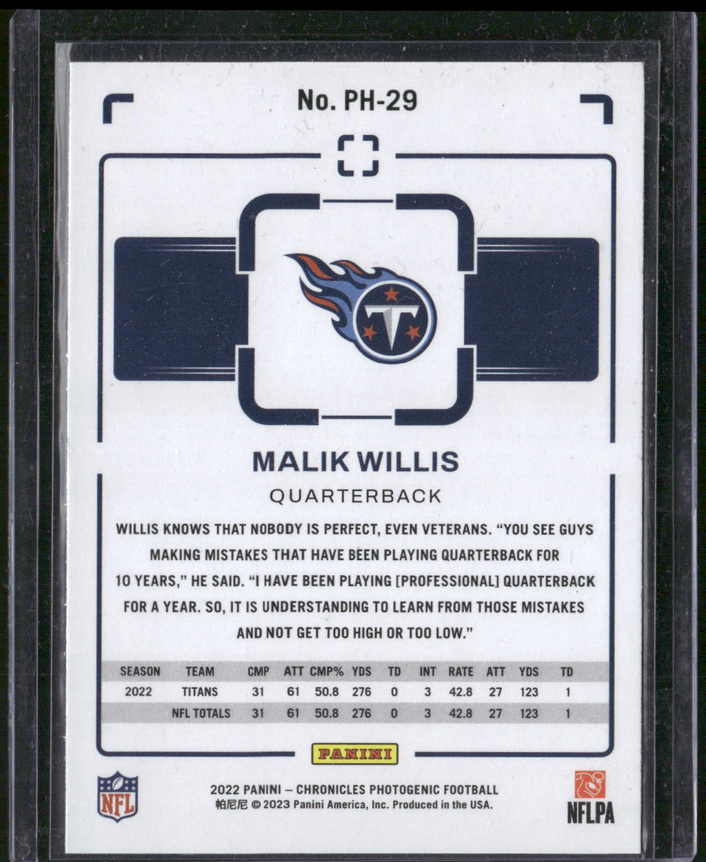 2022 Panini Chronicles #PH-29 Malik Willis Photogenic