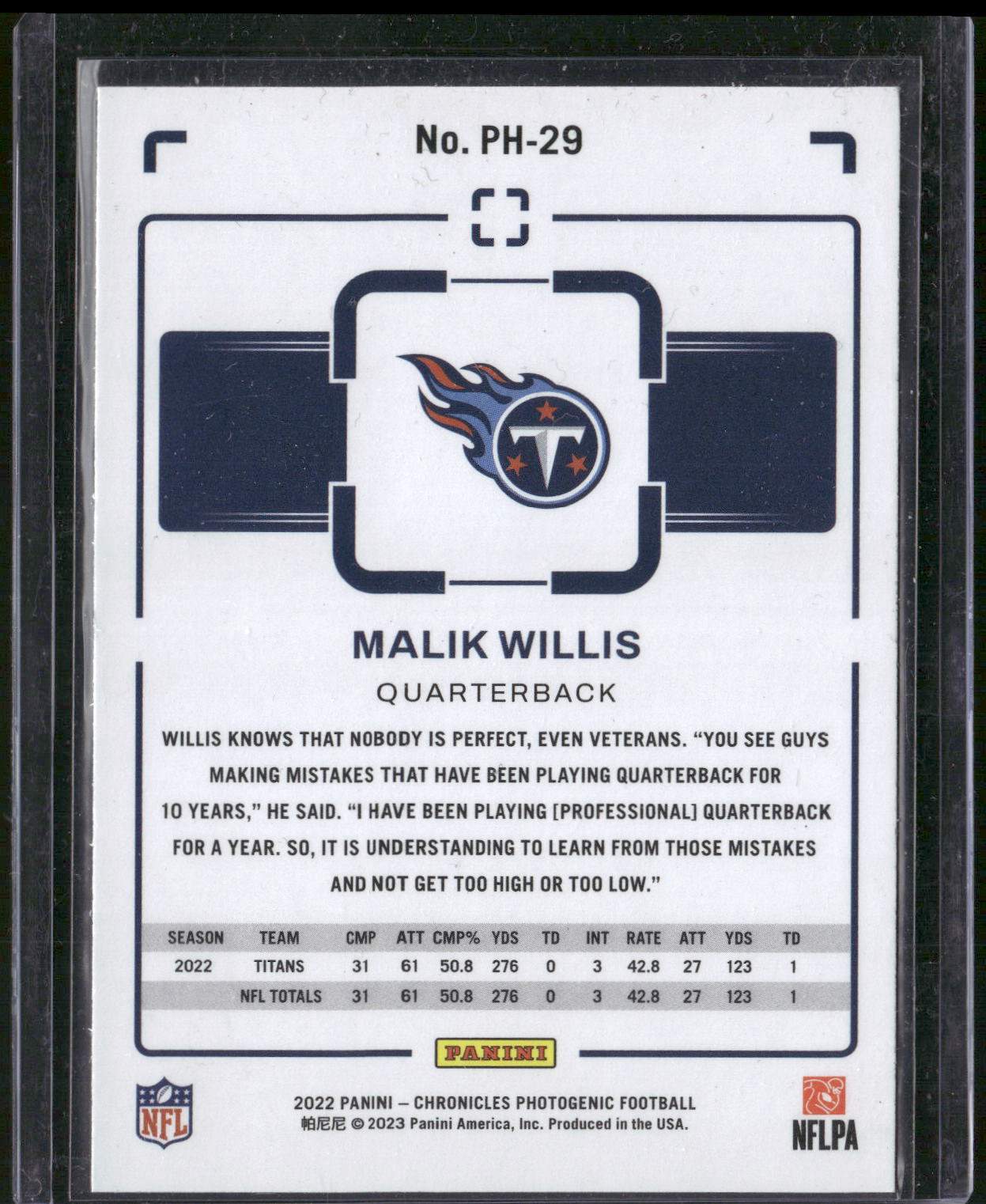 2022 Panini Chronicles #PH-29 Malik Willis Photogenic