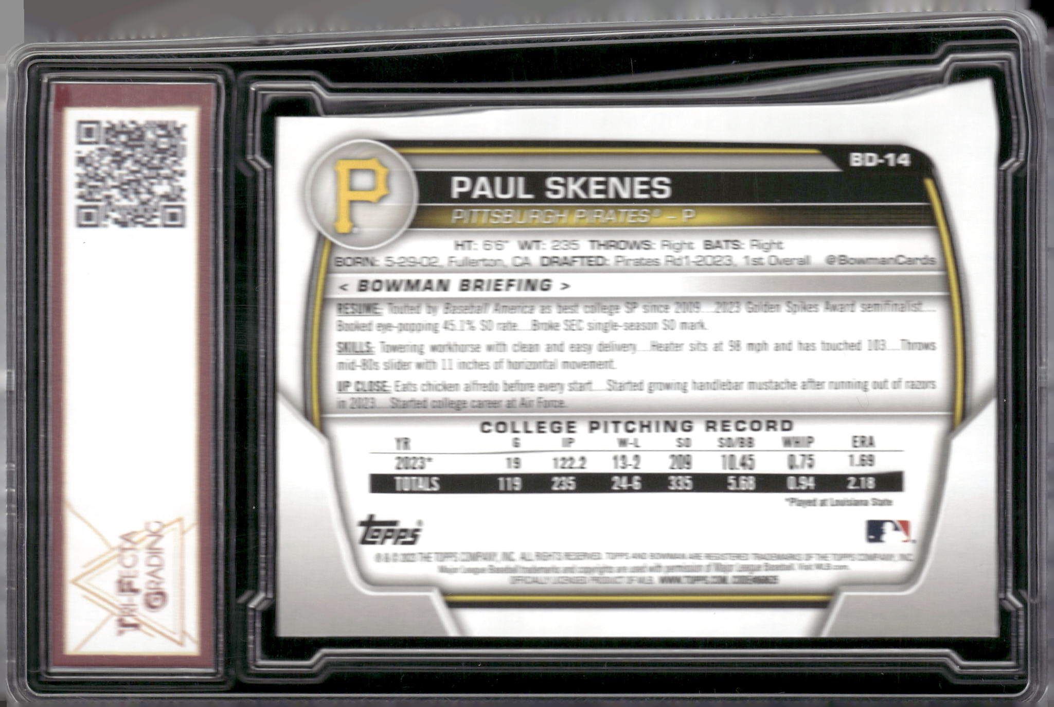 2023 Bowman Draft #BD-14 Paul Skenes