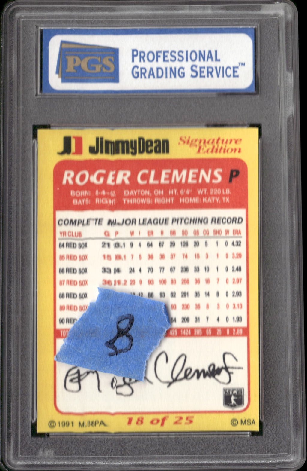 1991 Jimmy Dean Signature Edition #18 Roger Clemens