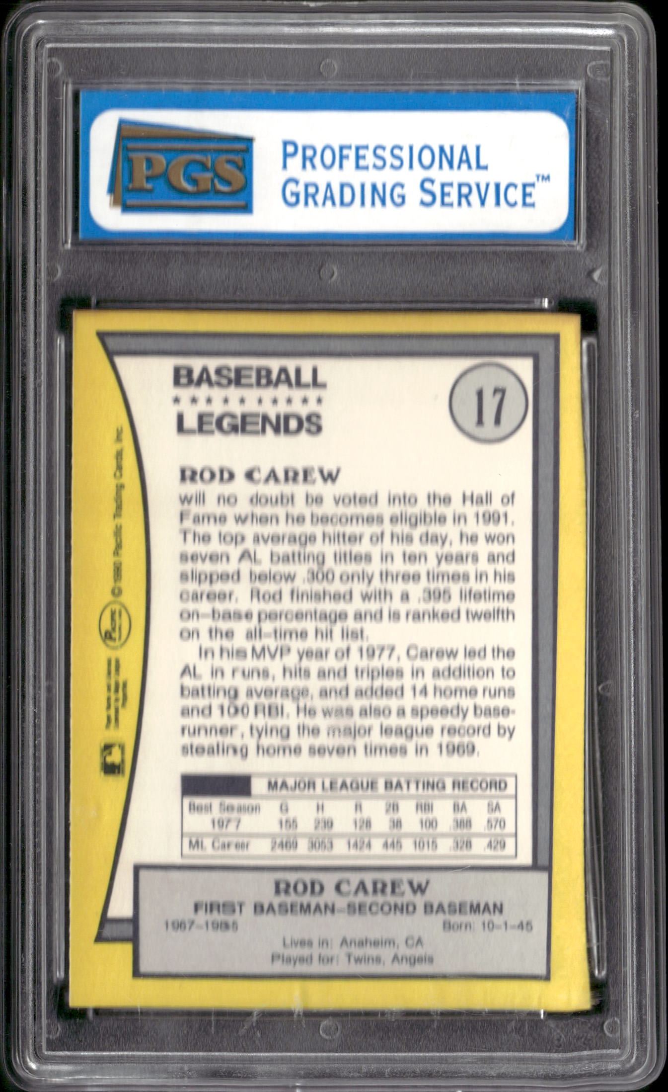 1990 Pacific Legends #17 Rod Carew