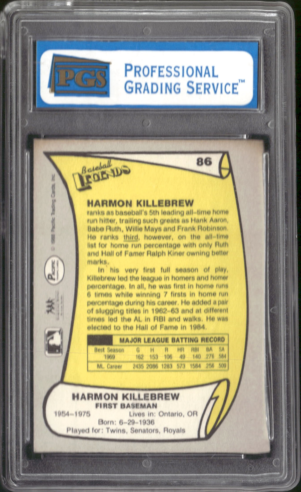 1988 Pacific Legends I #86 Harmon Killebrew