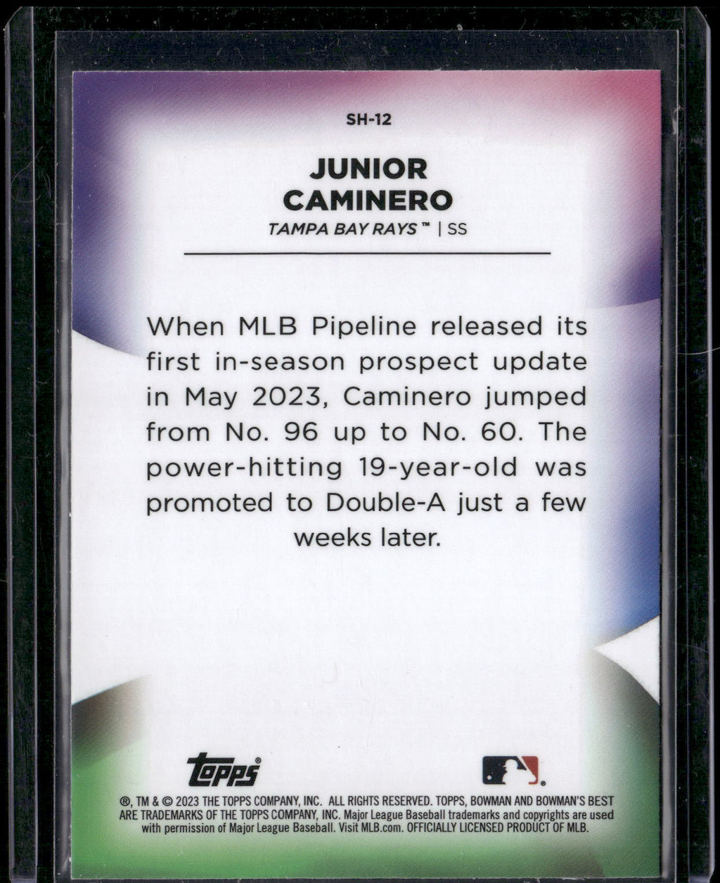 2023 Bowman's Best #SH-12 Junior Caminero Shellacked