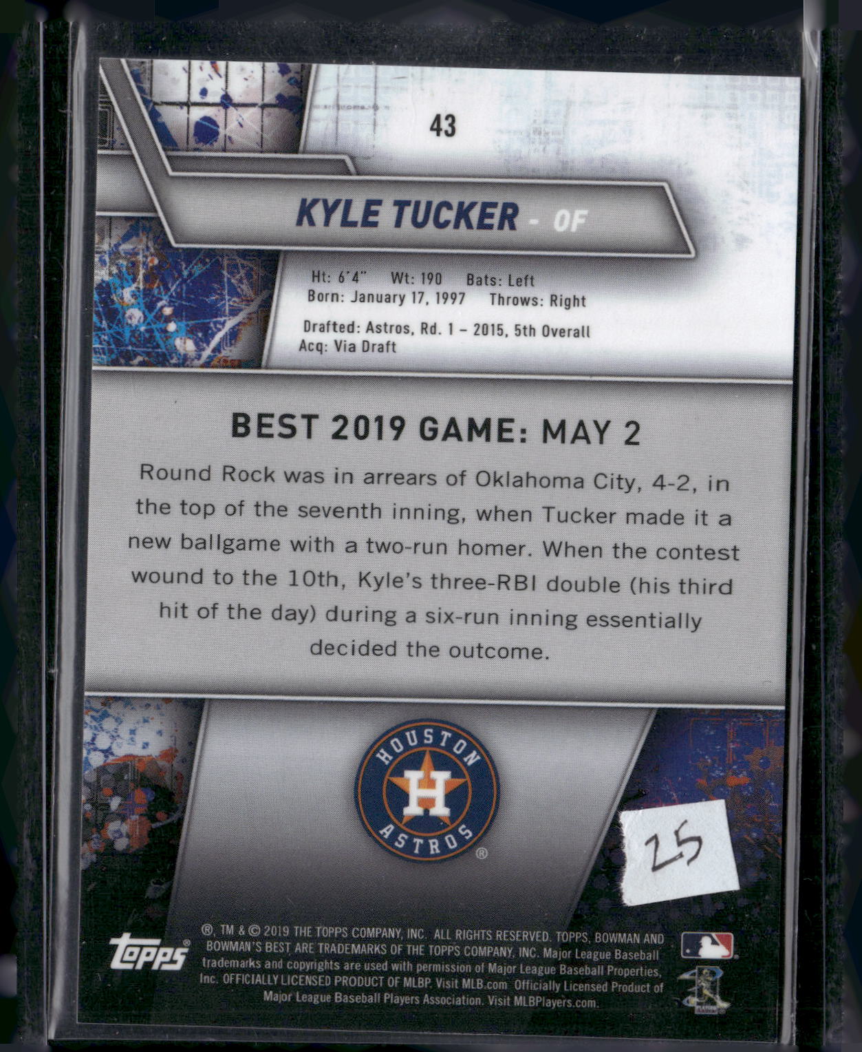 2019 Bowman's Best #43 Kyle Tucker Atomic Refractor