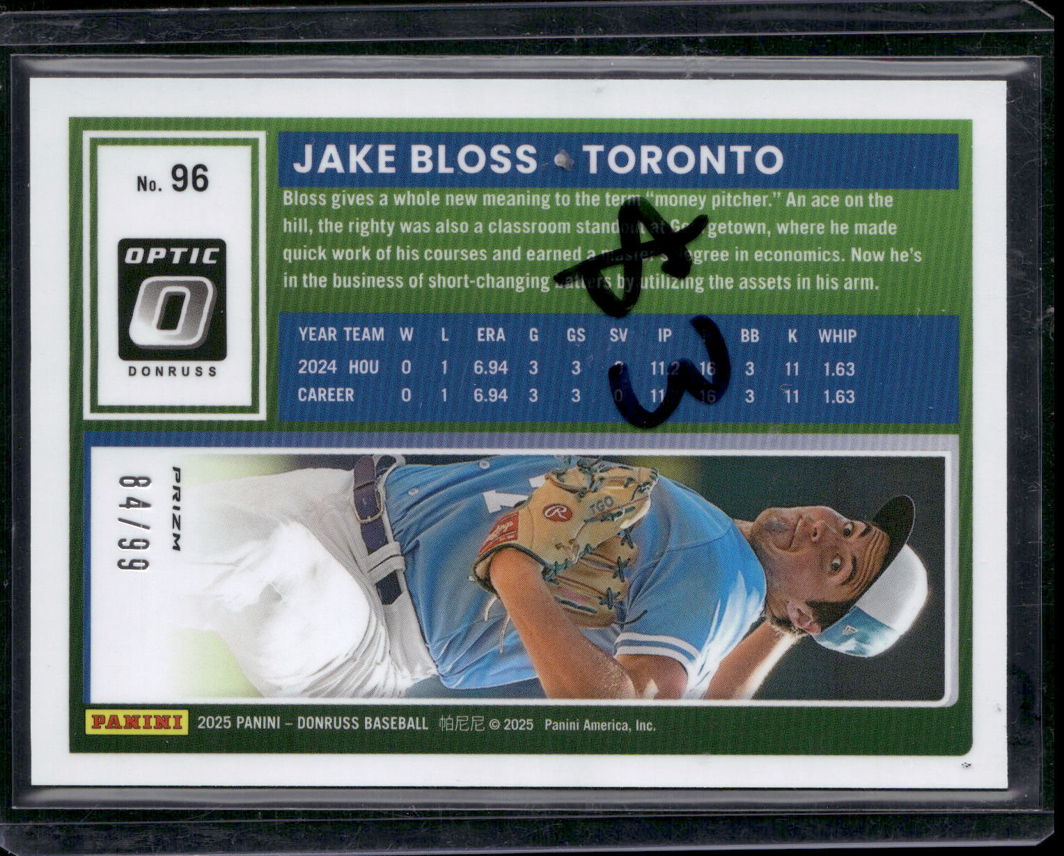 2025 Donruss #96 Jake Bloss Optic Pink Velocity #/79