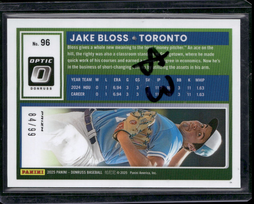 2025 Donruss #96 Jake Bloss Optic Pink Velocity #/79