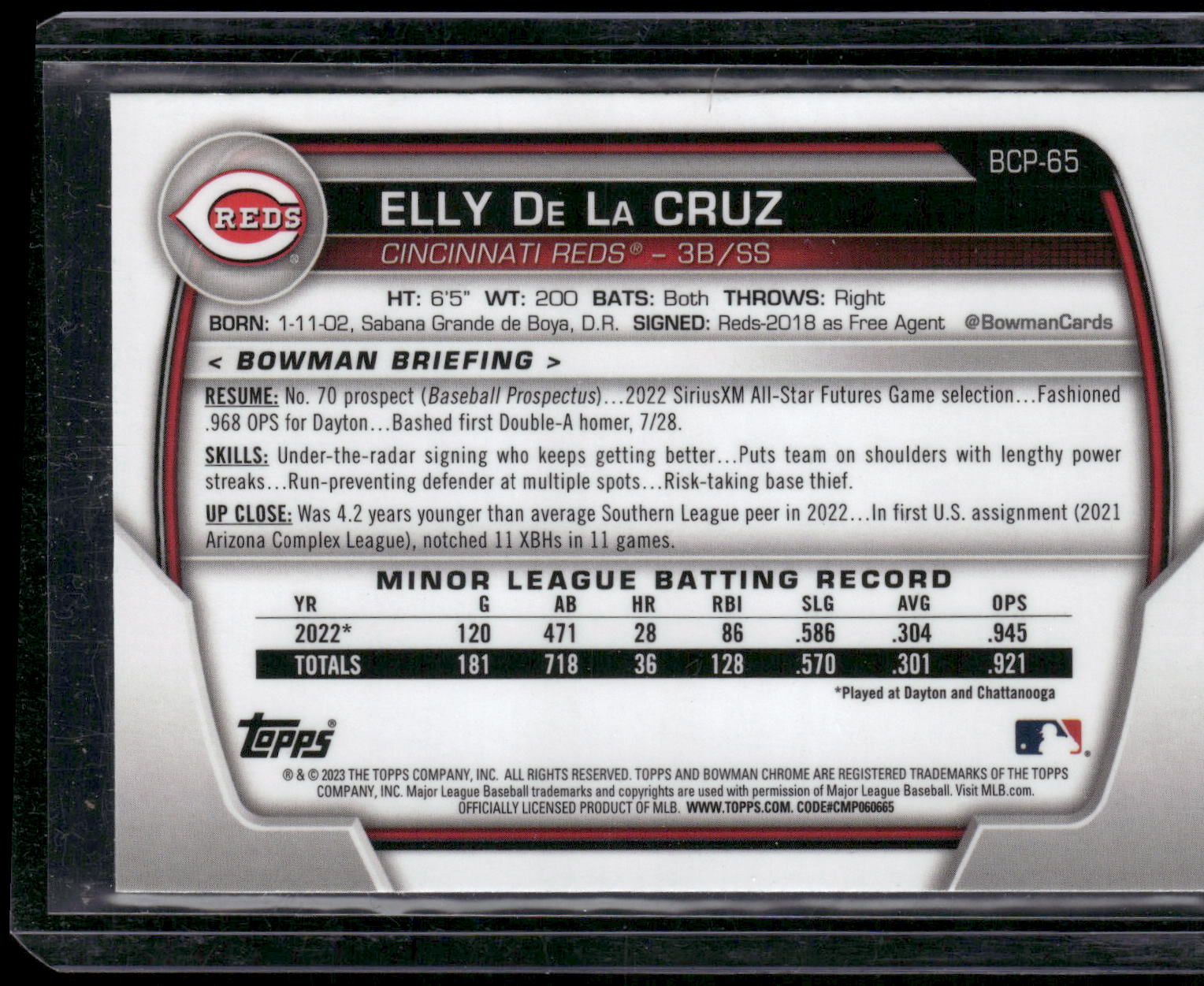 2023 Bowman #BCP-65 Elly De La Cruz Chrome Prospects