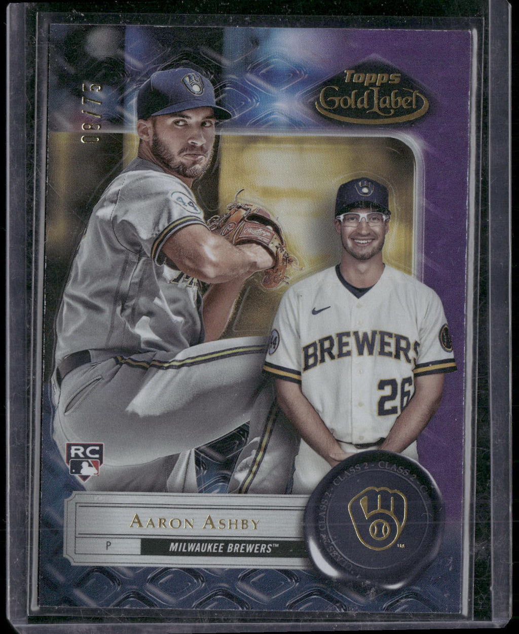 2022 Topps Gold Label #50 Aaron Ashby Class 2 Purple #/75