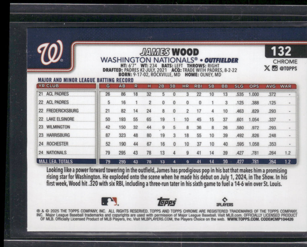 2025 Topps Chrome #132 James Wood Sepia Refractors