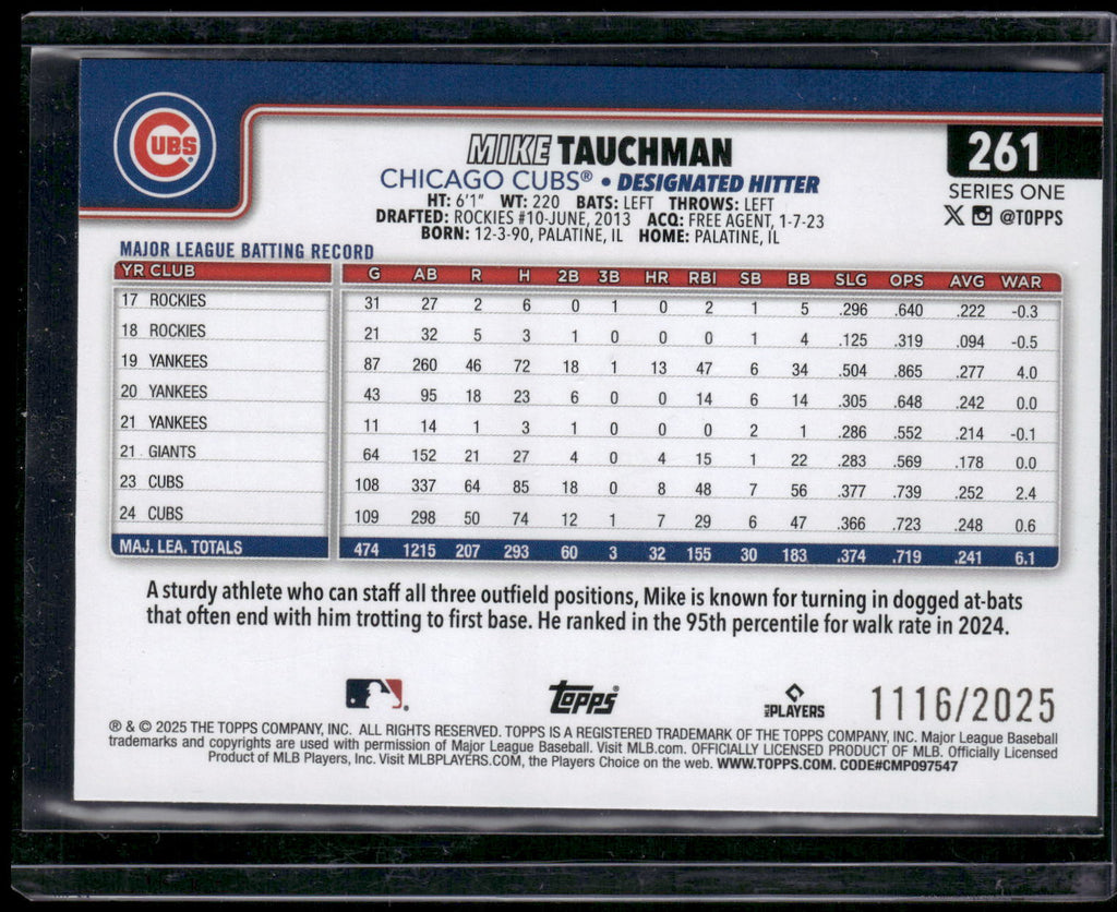 2025 Topps #261 Mike Tauchman Gold #/2025