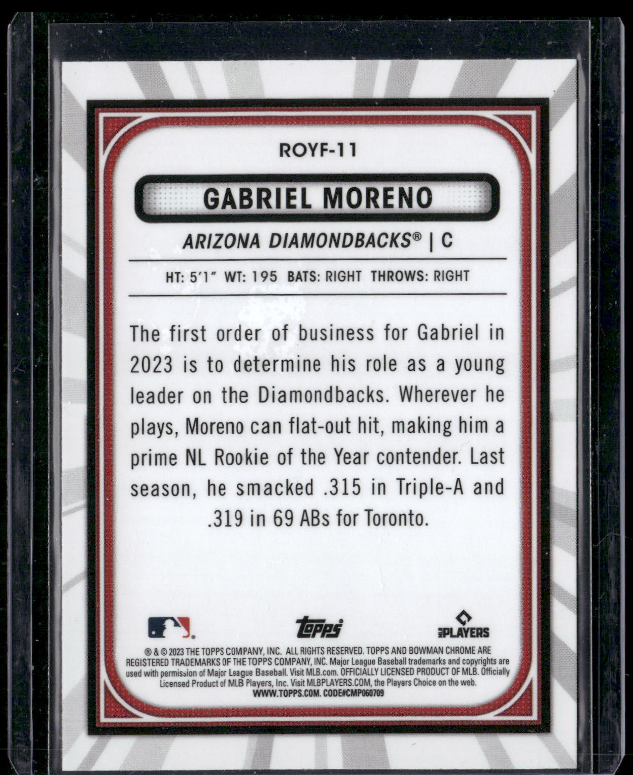 2023 Bowman #ROYF-11 Gabriel Moreno Rookie of the Year Favorites