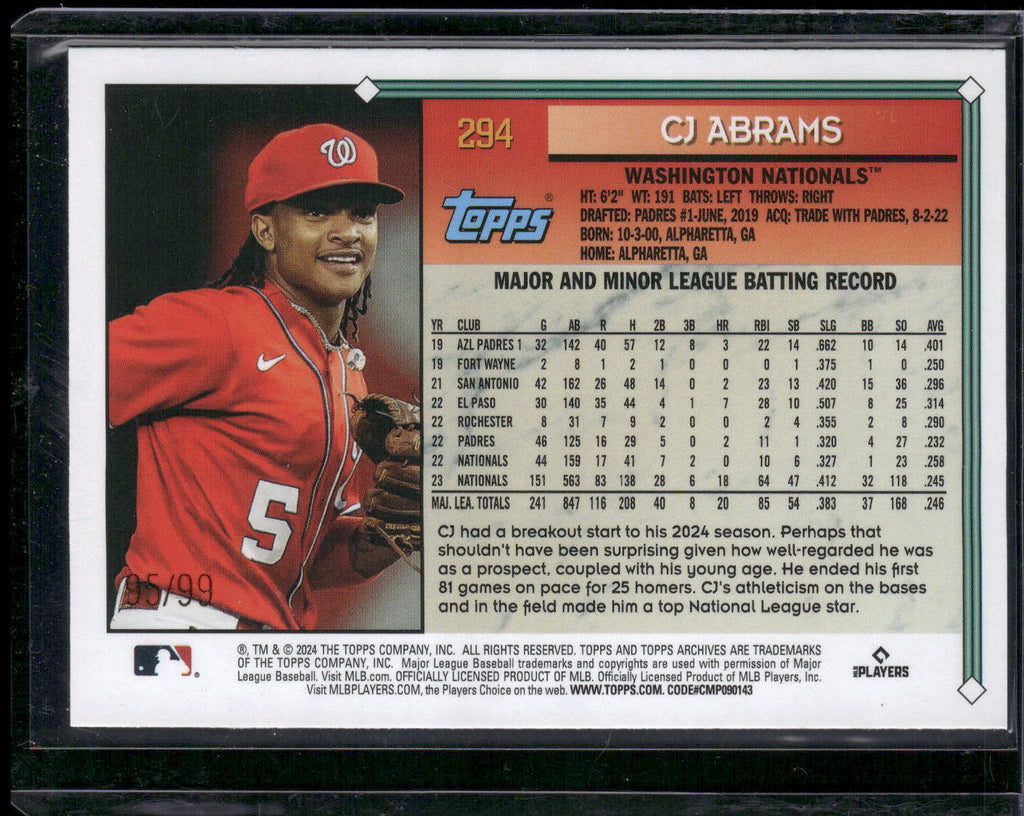 2024 Topps Archives #294 CJ Abrams Green Foilboard #/99