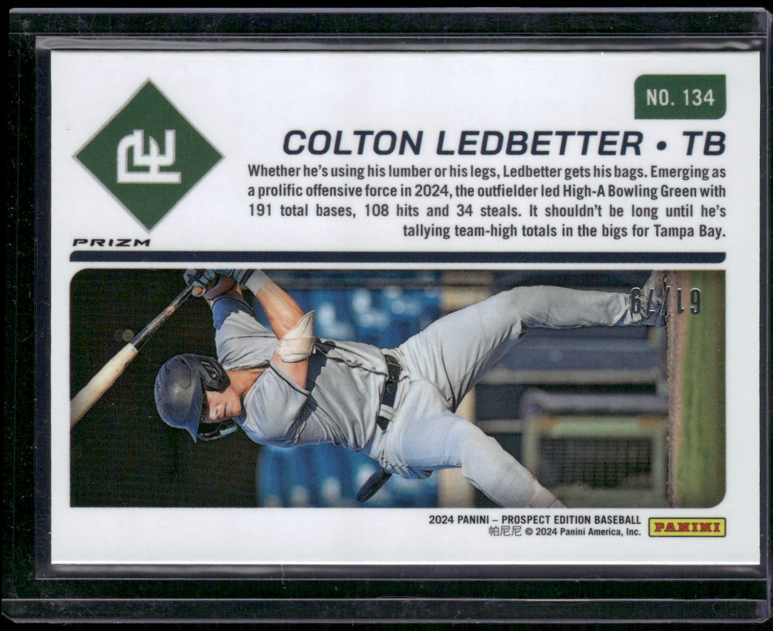 2024 Panini Prospect Edition #134 Colton Ledbetter Pink Velocity Holo #/79