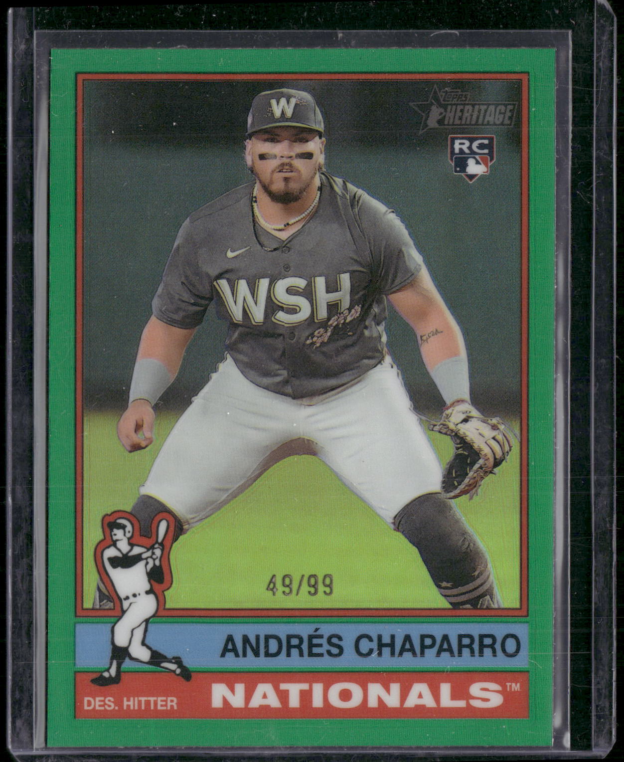 2025 Topps Heritage #418 Andrés Chaparro Chrome Green Refractor #/99