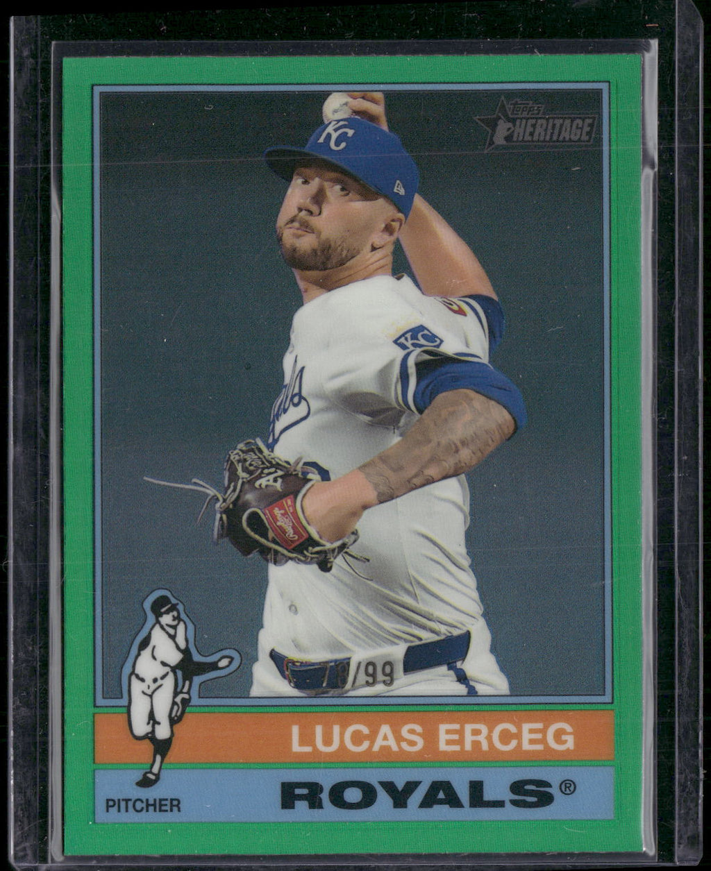 2025 Topps Heritage #62 Lucas Erceg Chrome Green Refractor #/99