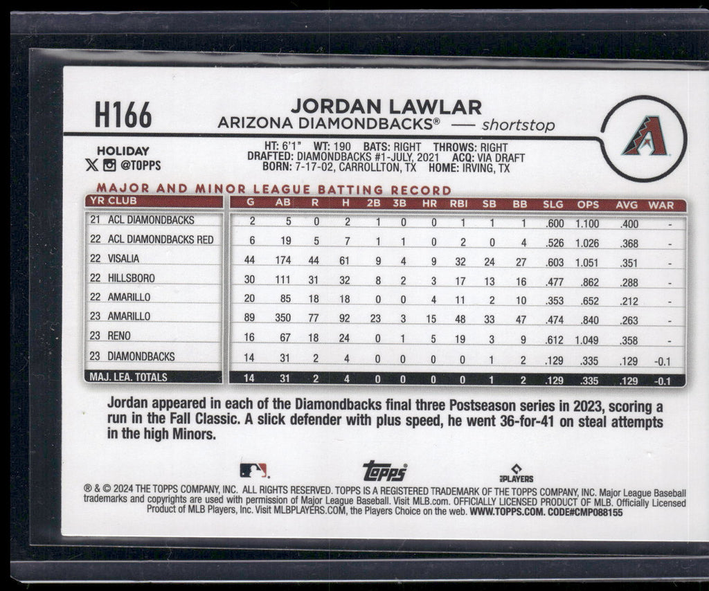 2024 Topps Holiday #H166b Jordan Lawlar