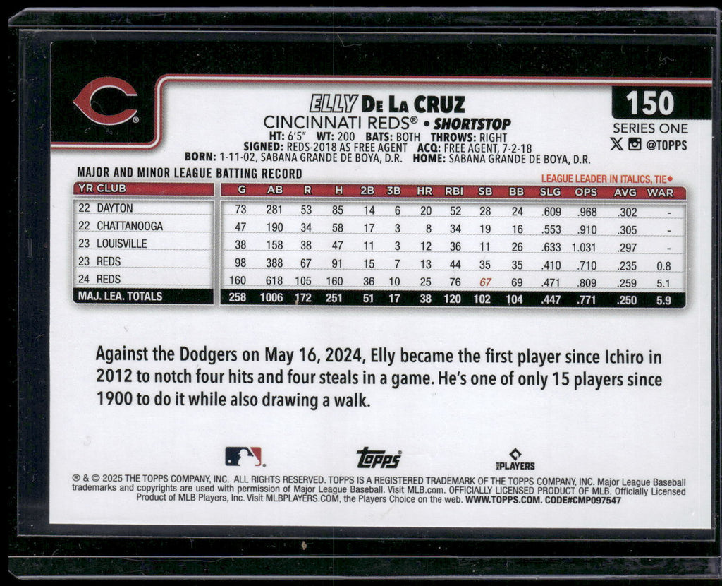 2025 Topps #150 Elly De La Cruz