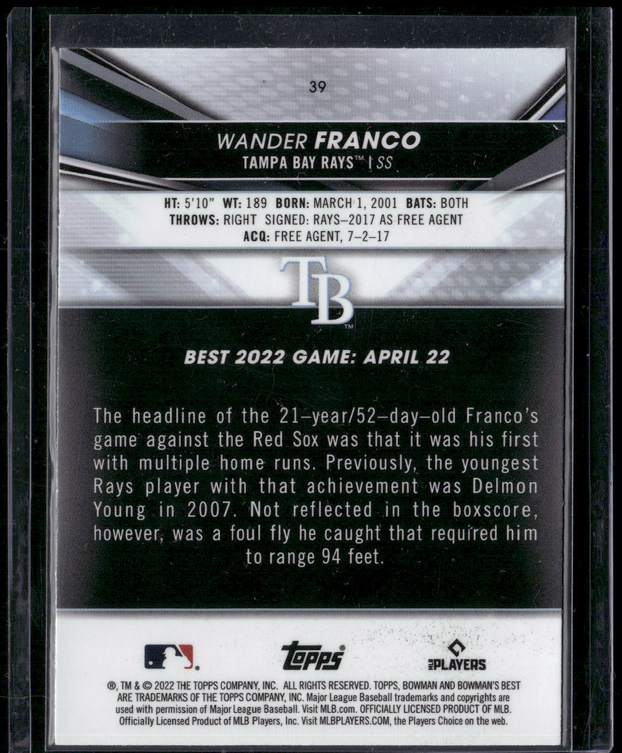 2022 Bowman's Best #39 Wander Franco