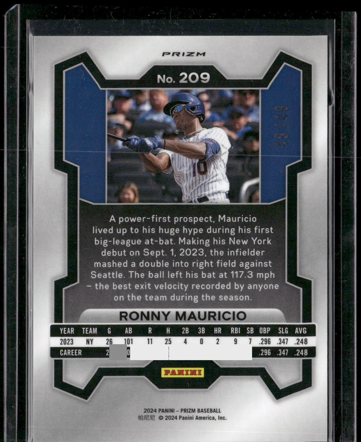 2024 Panini Prizm #209 Ronny Mauricio Orange Wave Prizms #/49