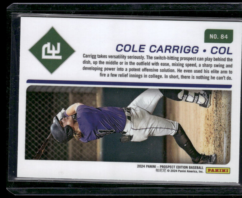 2024 Panini Prospect Edition #84 Cole Carrigg