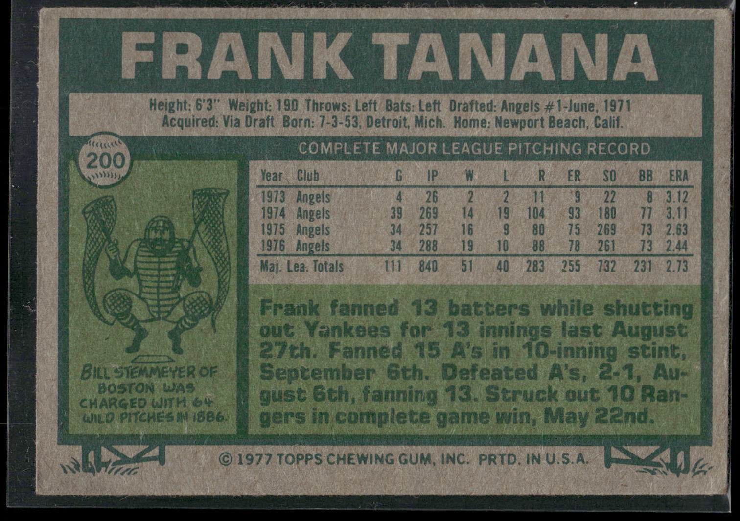 1977 Topps #200 Frank Tanana