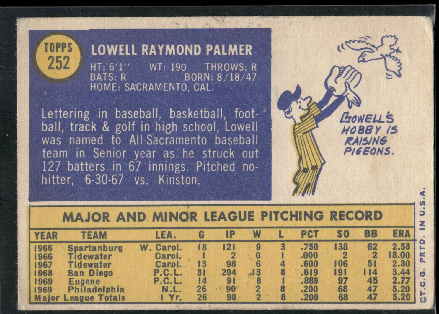 1970 Topps #252 Lowell Palmer