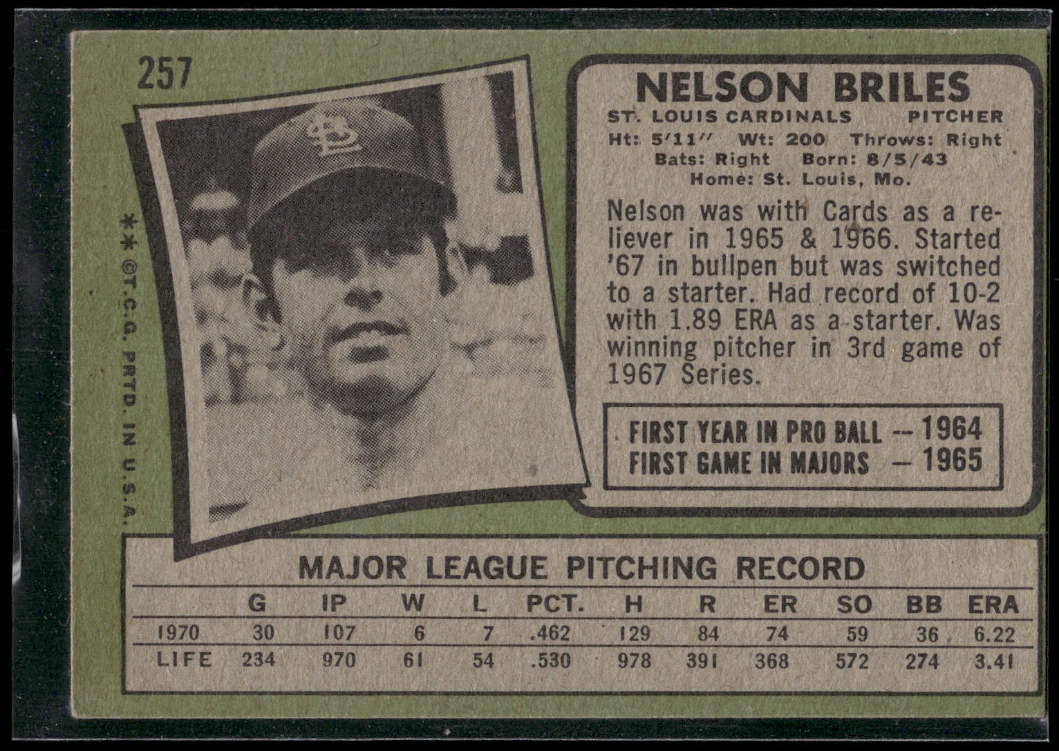 1971 Topps #257 Nelson Briles