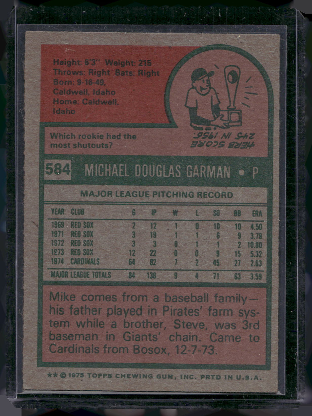 1975 Topps #584 Mike Garman