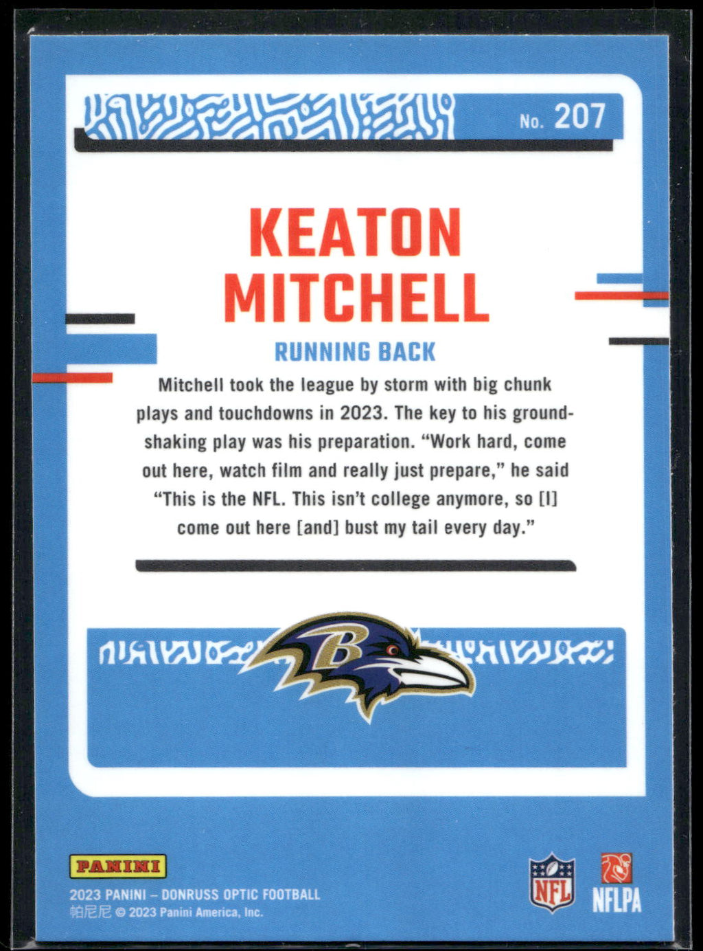 2023 Donruss Optic #207 Keaton Mitchell