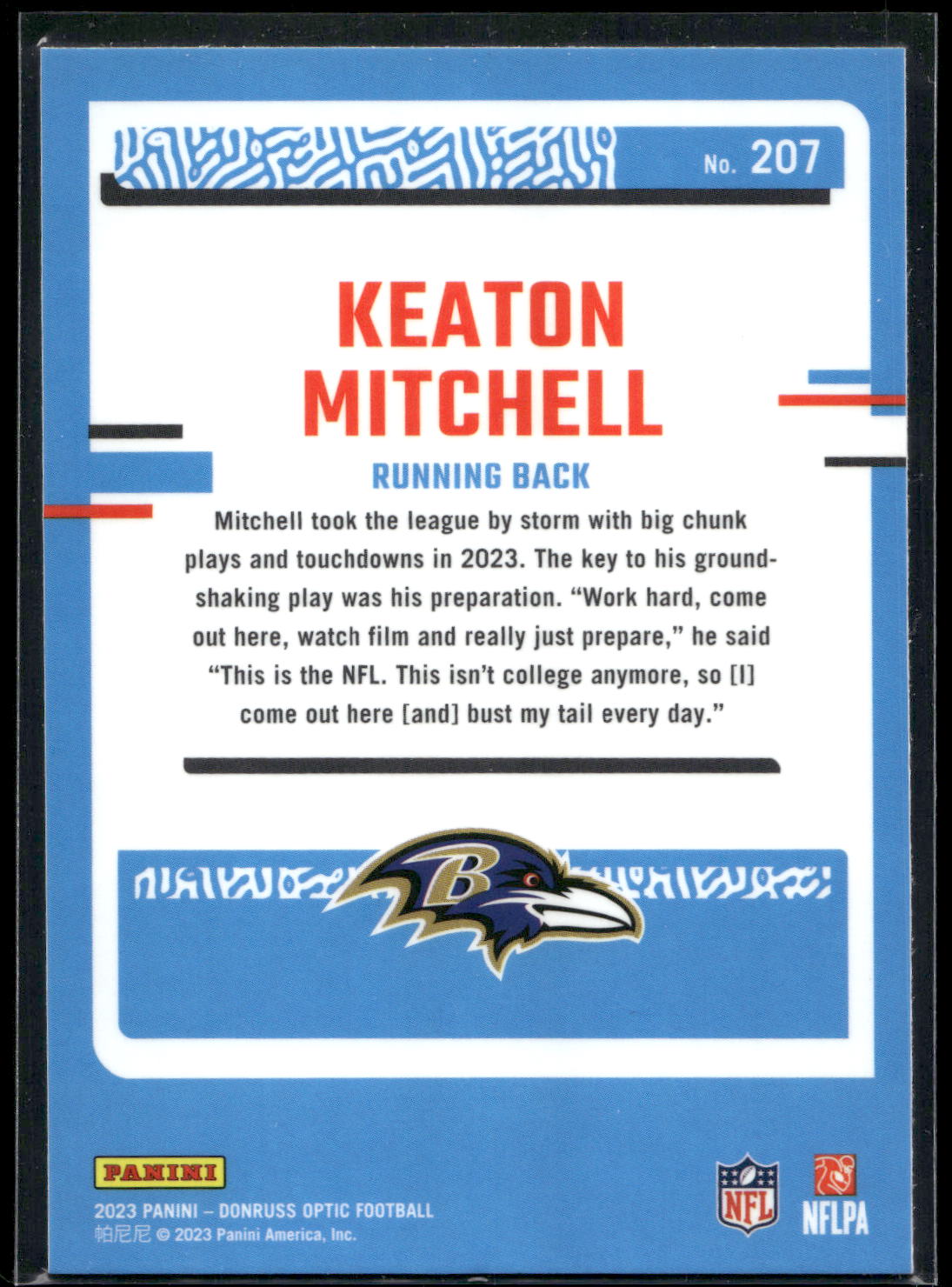 2023 Donruss Optic #207 Keaton Mitchell