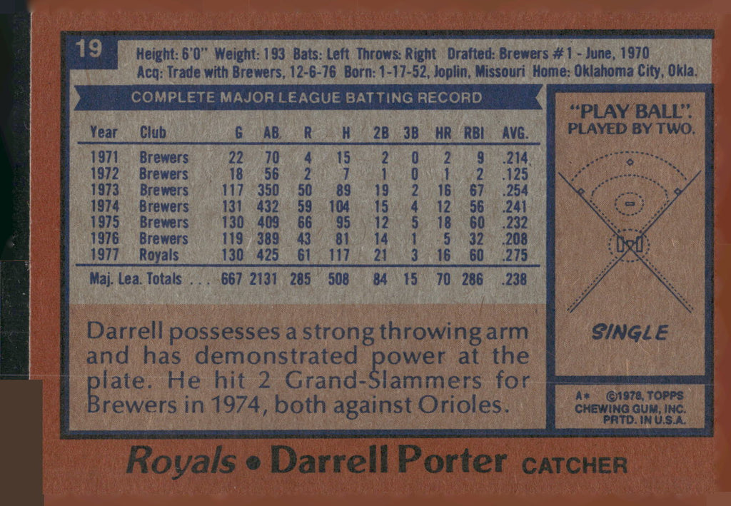 1978 Topps #19 Darrell Porter