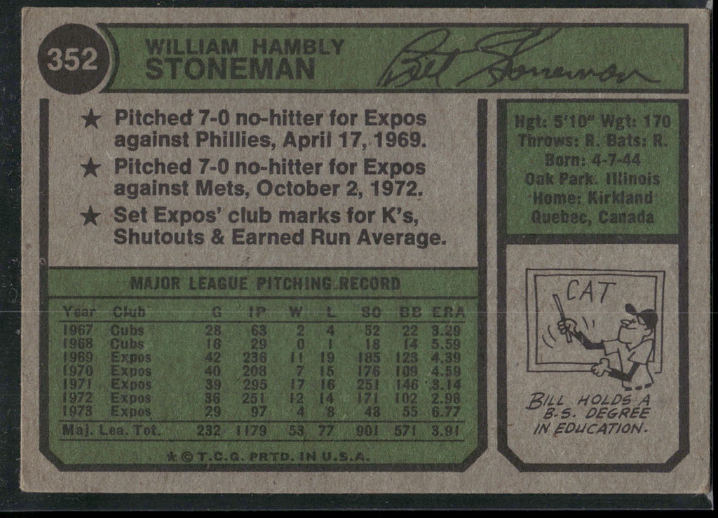 1974 Topps #352 Bill Stoneman