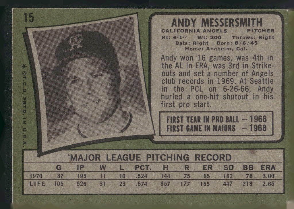 1971 Topps #15 Andy Messersmith