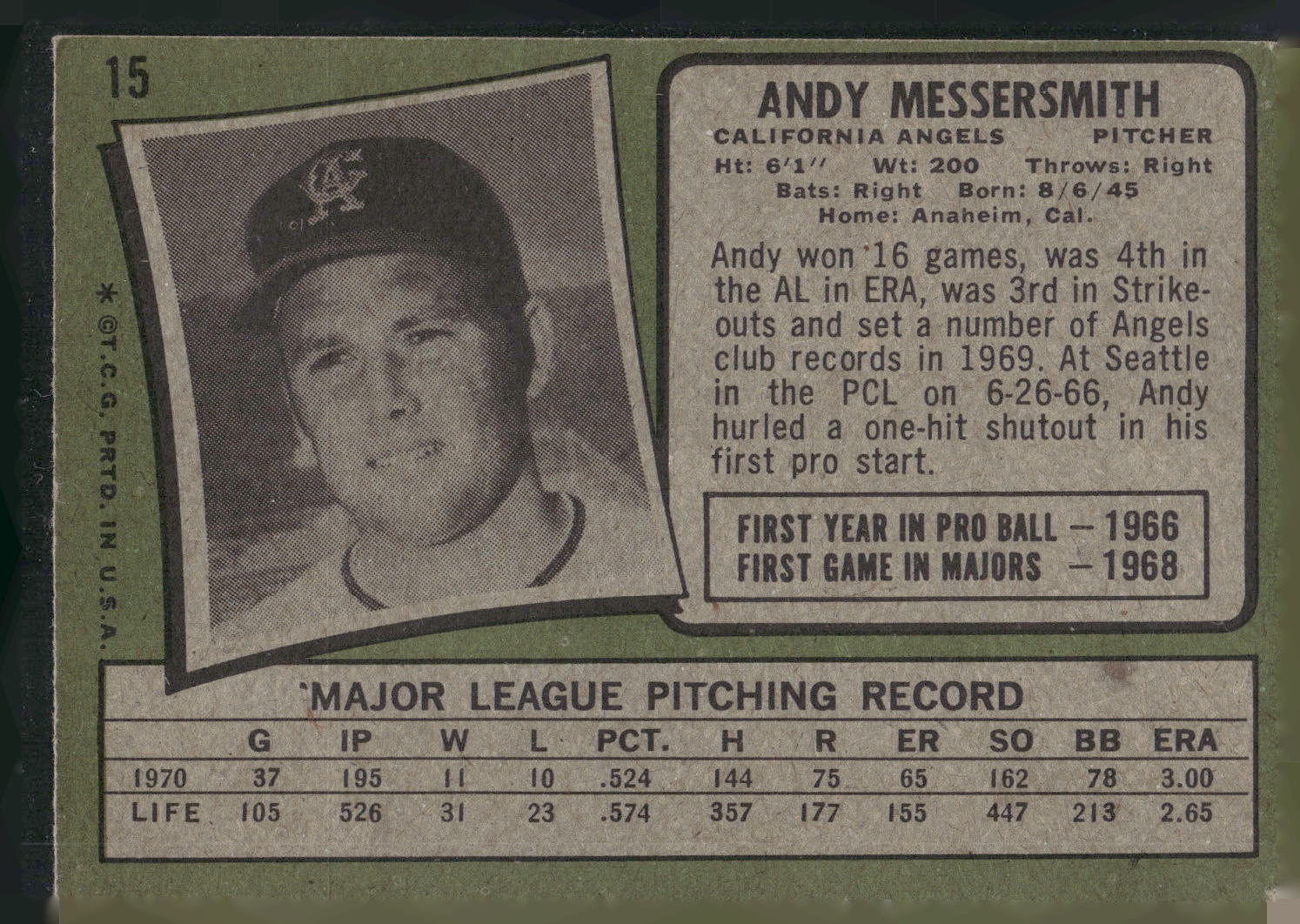 1971 Topps #15 Andy Messersmith