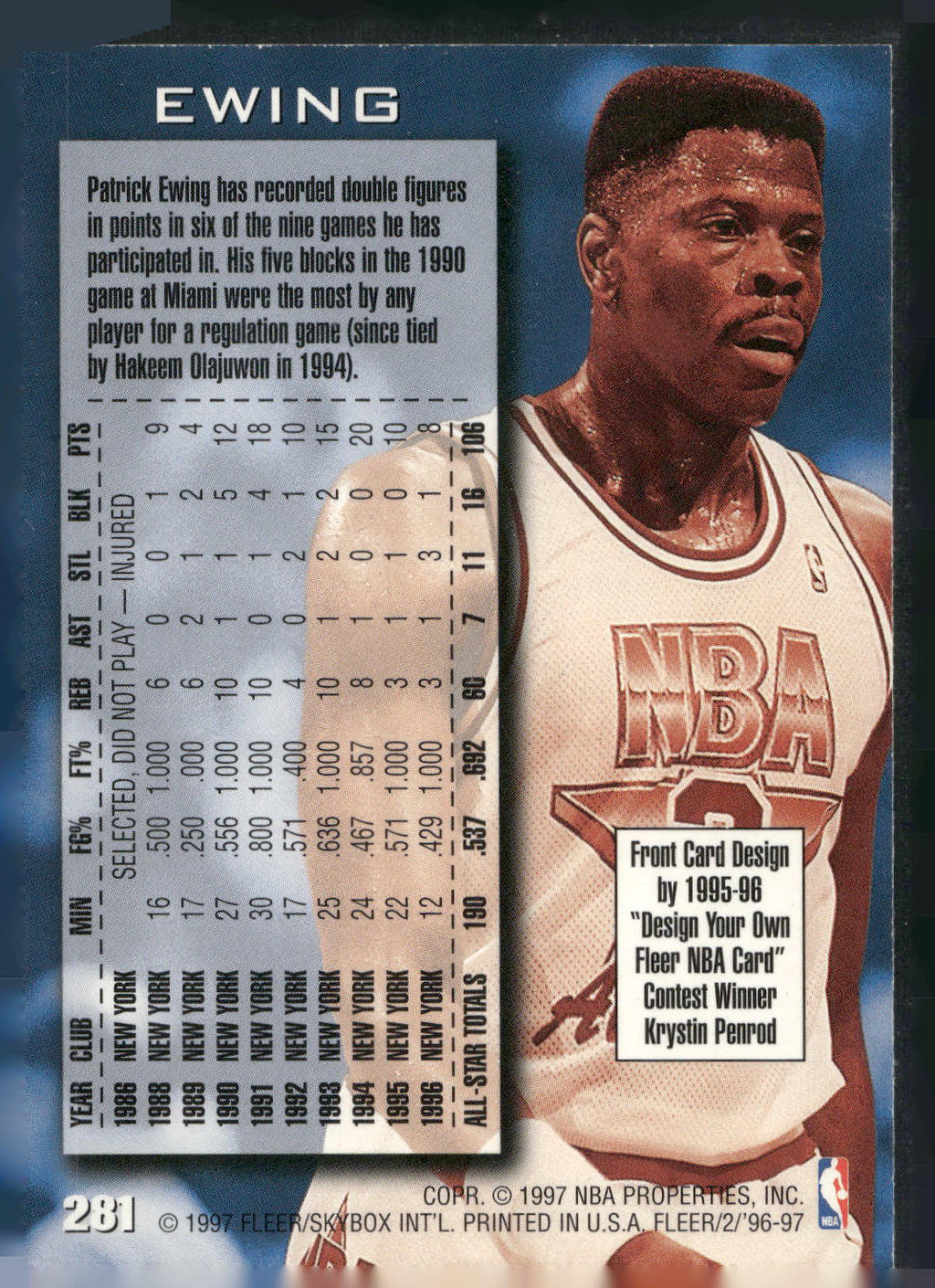 1996-97 Fleer #281 Patrick Ewing
