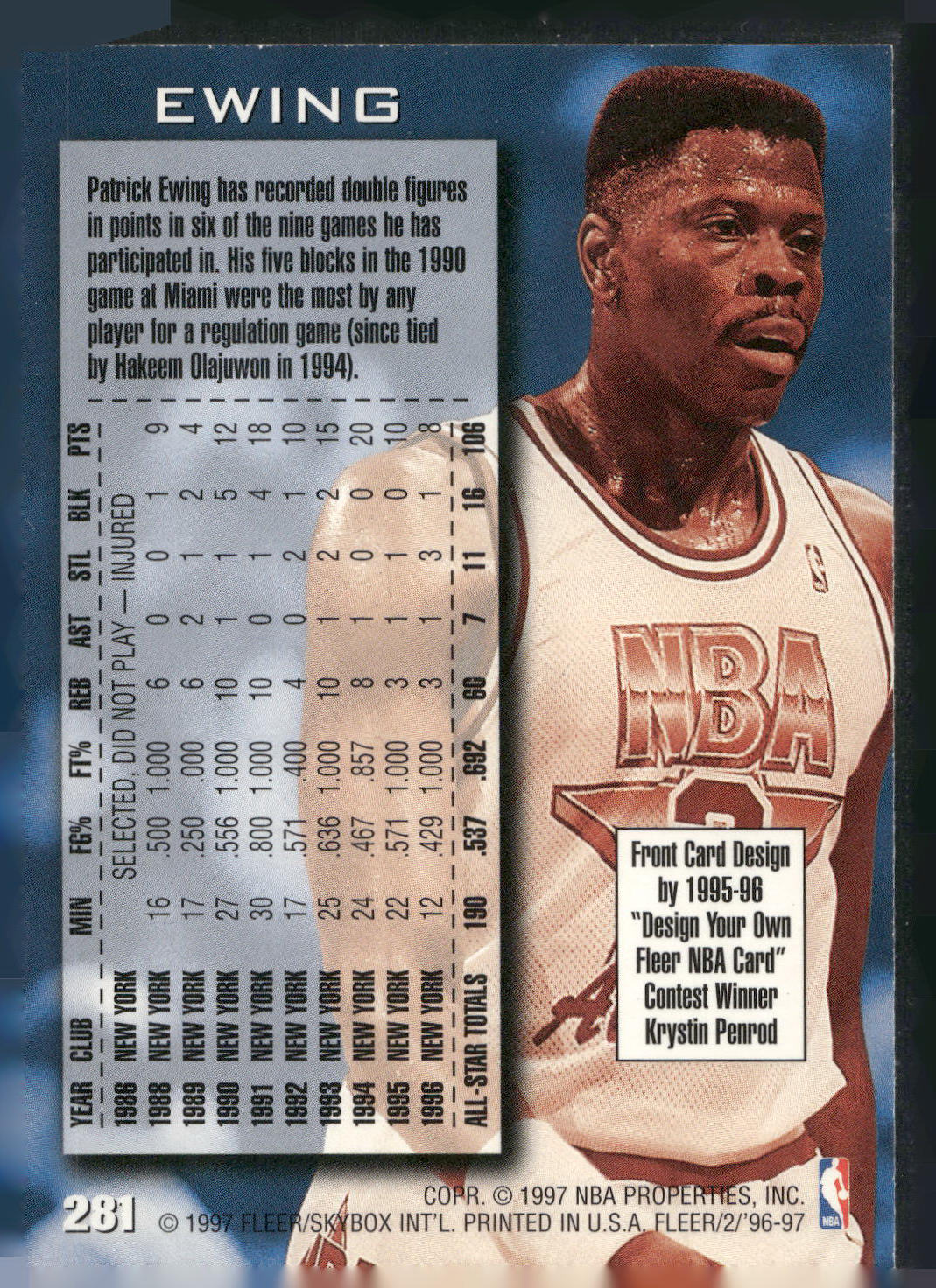 1996-97 Fleer #281 Patrick Ewing
