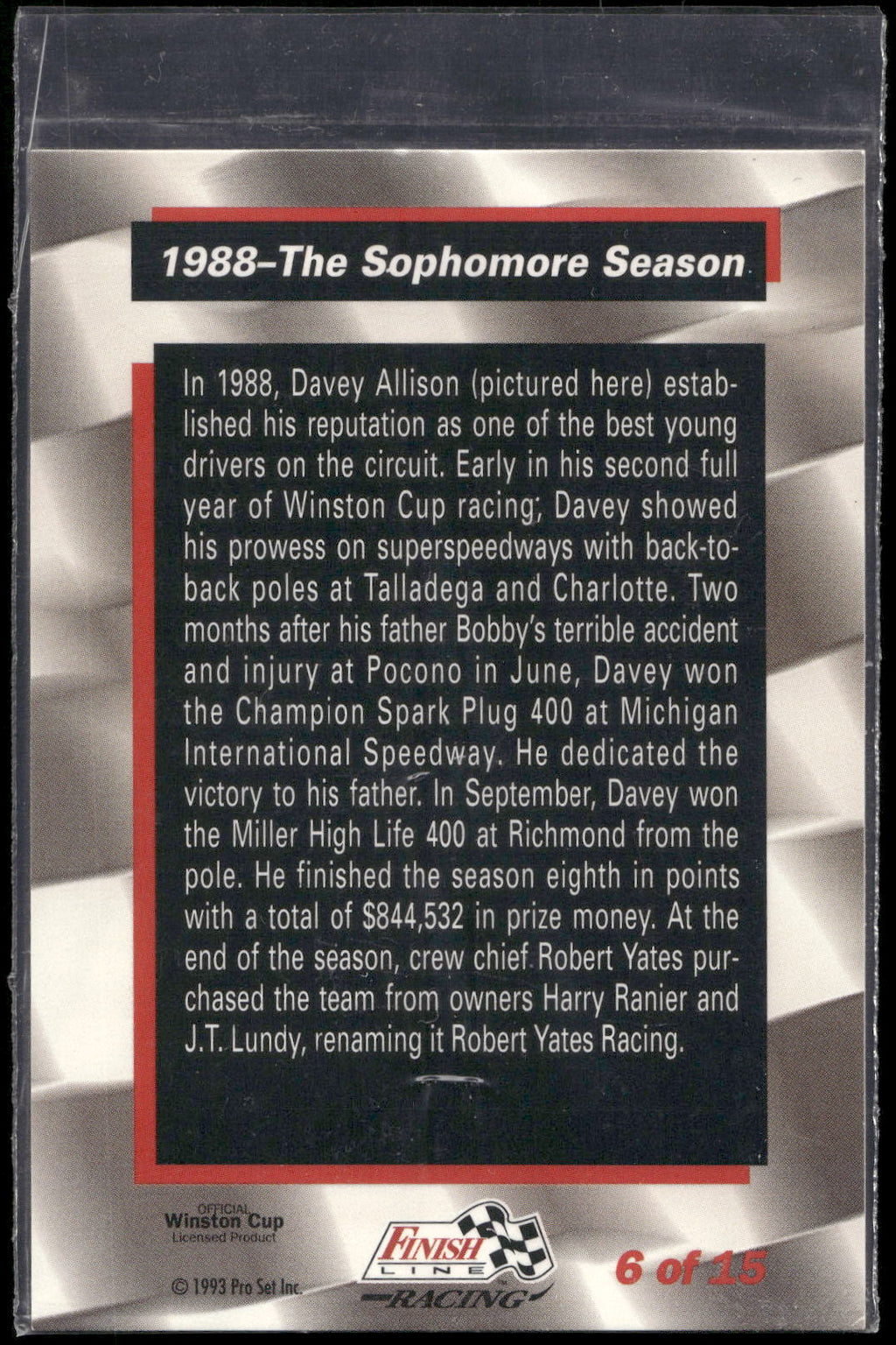1993 Finish Line #6 Davey Allison Davey Allison
