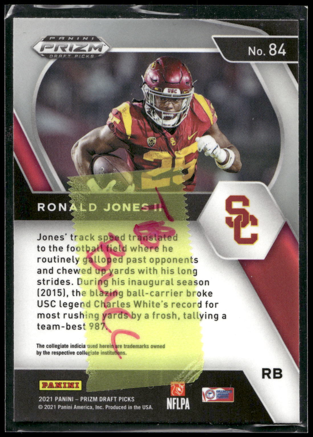 2021 Panini Prizm Draft Picks Collegiate #84 Ronald Jones II