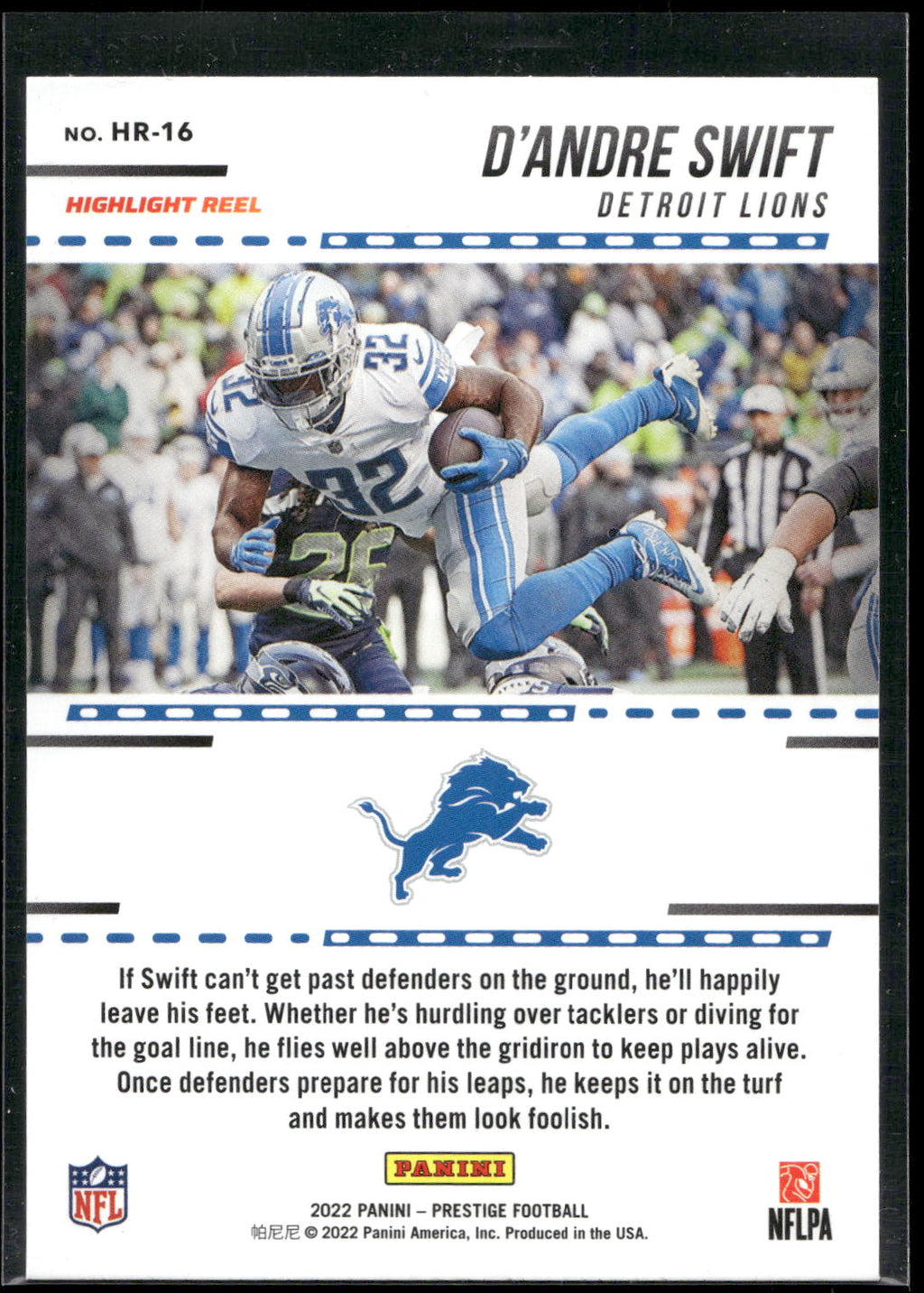 2022 Panini Prestige #HR-16 D'Andre Swift Highlight Reel